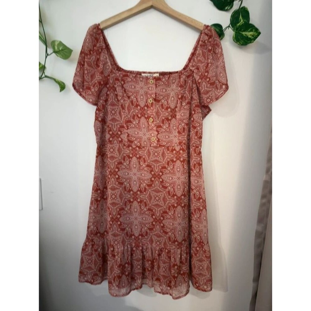 Boho Dress Floral Print Puff Sleeve Dress Cottagecore Babydoll Dress XL XXL